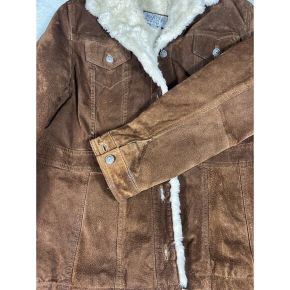 Vintage Wilsons Leather Maxima Suede Faux Fur Trim Jacket in Brown Size XL - Picture 7 of 14